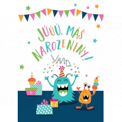 Albi Greeting card with effects for the envelope Birthday Monster 14.8 x 21 cm