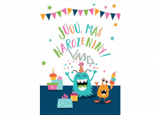 Albi Greeting card with effects for the envelope Birthday Monster 14.8 x 21 cm