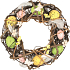 Wicker wreath Easter pink-yellow-green eggs 24 cm