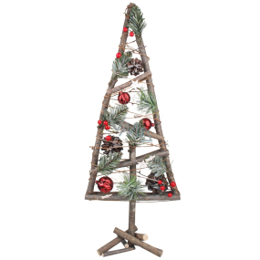 Wooden Christmas tree with red accessories 57 cm