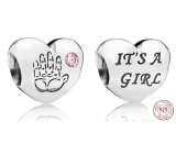 Charm Sterling silver 925 I love my little girl My Little Baby, bead heart on bracelet family