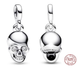 Charm Sterling silver 925 Skull - Mini Medallion, Halloween bracelet pendant