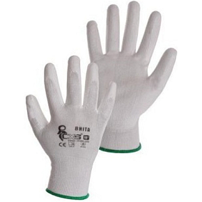 Brita CXS White Work Gloves, Dipped in Polyurethane, Size 10, 1 Pair