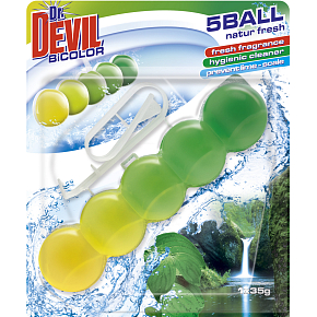 Dr. Devil WC Bicolor 5ball Natur Fresh toilet block, 35 g