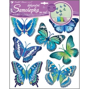 Plastic wall stickers 3D butterflies blue 38 x 31 cm
