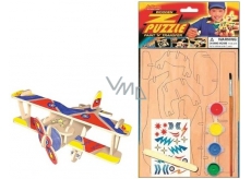 Dřevěné puzzle dopravní prostředky Dvouplošník 20 x 15 cm