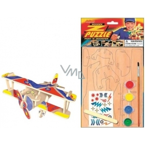 Puzzle wooden means of transport Biplane 20 x 15 cm