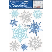 Stickers glitter snowflakes blue and silver 35 x 27.5 cm