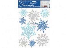 Stickers glitter snowflakes blue and silver 35 x 27.5 cm