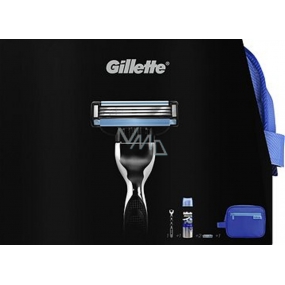 Gillette Mach3 shaver + spare head 2 pieces + Complet Shaving Gel 200 ml + case, cosmetic set, for men