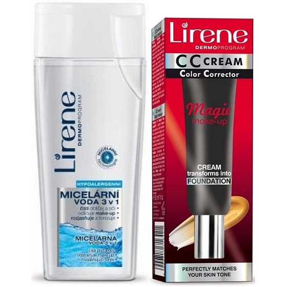 Lirene CC Magic Miracle Makeup Cream 02 Natural 30 ml + Lirene 3 in 1 Micellar water for face and eyes 200 ml, duopack