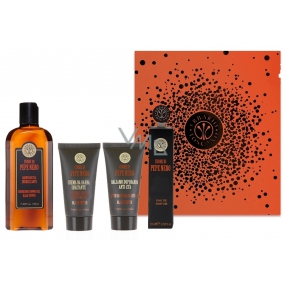 Erbario Toscano Black pepper perfumed water for men 7.5 ml + aftershave 30 ml + shaving cream 30 ml + shower gel 125 ml, luxury cosmetic set