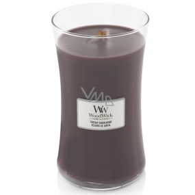 WoodWick Suede & Sandalwood - Suede sandalwood scented candle with wooden wick and lid glass large 609.5 g