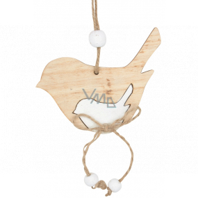 Wooden bird with beads for hanging 10 cm