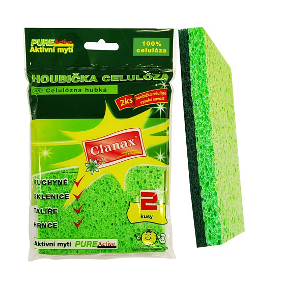Clanax Mushroom Cloth with Scouring Pad 100% Cellulose 2 Pieces