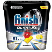 Finish Quantum Ultimate Lemon Sparkle dishwasher tablets, protects dishes and glasses, brings dazzling purity, gloss 51 pieces