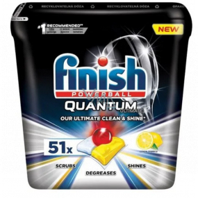 Finish Quantum Ultimate Lemon Sparkle dishwasher tablets, protects dishes and glasses, brings dazzling purity, gloss 51 pieces