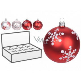 Tree ball glass red-white mix 80 mm 1 piece