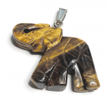 Tiger's Eye Elephant pendant natural stone, hand cut figurine 3,5 cm, sun and earth stone, brings luck and wealth