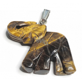 Tiger's Eye Elephant pendant natural stone, hand cut figurine 3,5 cm, sun and earth stone, brings luck and wealth