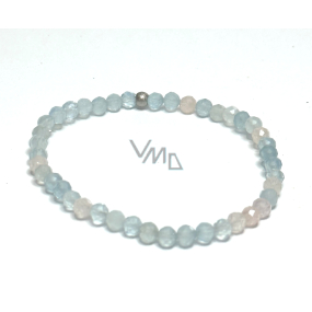 Morganite mix of colours facet bracelet elastic natural stone, ball 4 mm / 16 - 17 cm, stone of divine love