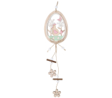 Wooden egg with hen for hanging 42 cm