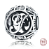Sterling silver 925 magic alphabet letter Y + cubic zirconia, bead for bracelet