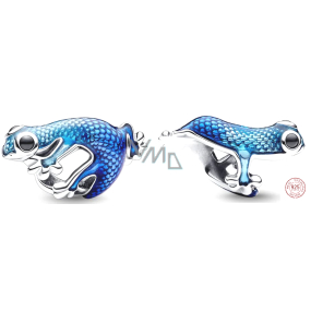 Charm Sterling silver 925 Metallic blue gecko changing color, bead on bracelet animal