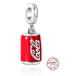 Charm Sterling silver 925 Coca Cola in a tin, bracelet pendant, food and drink