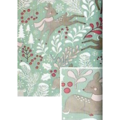 Nekupto Christmas gift wrapping paper 70 x 500 cm Light green, deer, twigs