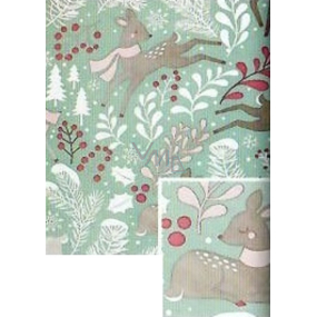 Nekupto Christmas gift wrapping paper 70 x 500 cm Light green, deer, twigs