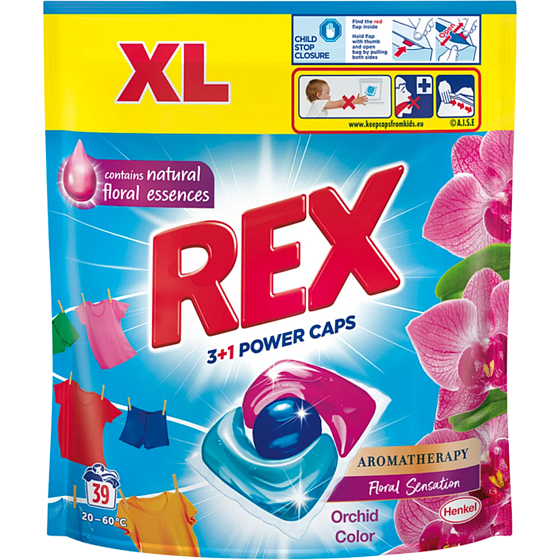 Rex 3 + 1 Power Caps Aromatherapy Orchid & Macadamia Oil washing capsules for coloured and dark linen 39 doses
