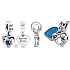 Charm Sterling silver 925 Disney Lady and Tramp, bracelet pendant