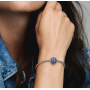 Charm Sterling silver 925 Sparkling round blue charm Pavé, bead on bracelet symbol