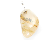 Crystal with rutile Trommel pendant natural stone M, approx. 3 cm, stone of stones