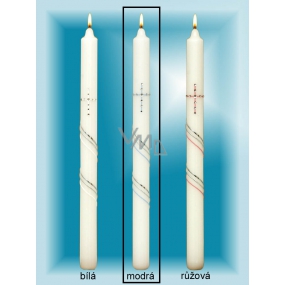 Lima Church Baptism - St. Communion candle with zircons blue no.4 36 cm 1 piece