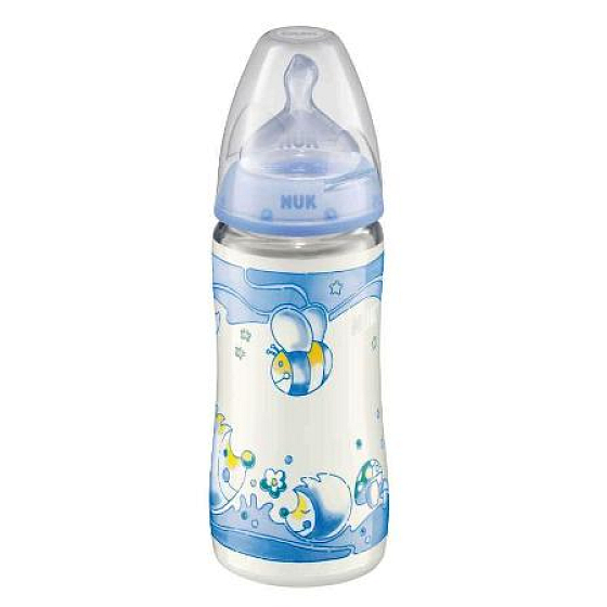 Nuk Plastic Nursing Bottle Blue Silicone Teat 0-6 months size 1 300 ml