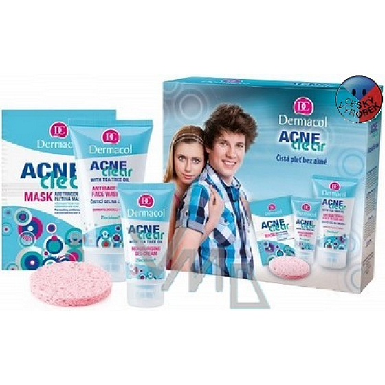 Dermacol Acneclear cleansing gel 150 ml + gel-cream 50 ml + mask 16 g + sponge, cosmetic set