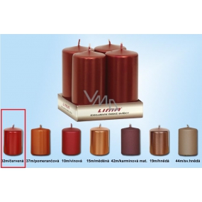 Lima Candle smooth metal red cylinder 50 x 100 mm 4 pieces