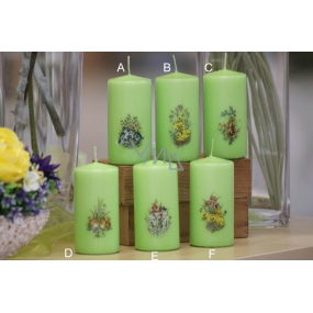 Lima Spring motif candle green cylinder 50 x 100 mm 1 piece