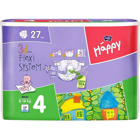 Bella Happy 4 Maxi 8-18 kg diaper panties 27 pieces