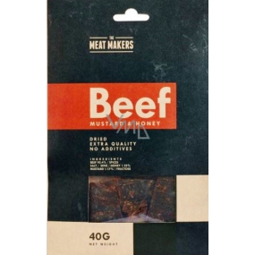 Meat Makers Beef Jerky Mustard & Honey thin slices of beef preserved by drying 40 g