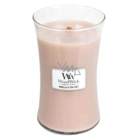 WoodWick Vanilla & Sea Salt - Vanilla and sea salt scented candle with wooden wick and lid glass large 609.5 g
