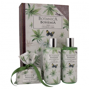Bohemia Gifts Botanica Hemp oil shower gel 200 ml + hair shampoo 200 ml + toilet soap 100 g, book cosmetic set
