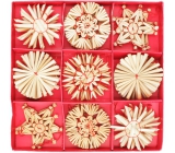 Straw decorations in box approx. 6 cm, 32 pieces