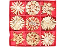 Straw decorations in box approx. 6 cm, 32 pieces