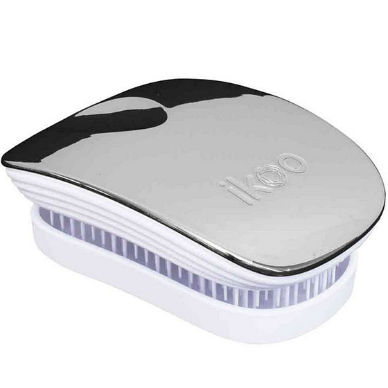 Ikoo Pocket Metallic Pocket hair brush according to Chinese medicine Oyster White silver-white