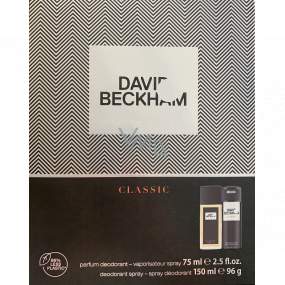 David Beckham Classic perfumed deodorant glass for men 75 ml + deodorant spray 150 ml, gift set for men