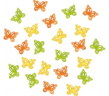 Wood butterflies orange-yellow-green 2 cm 24 pieces