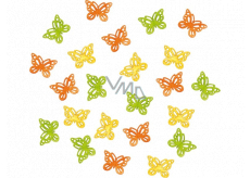 Wood butterflies orange-yellow-green 2 cm 24 pieces